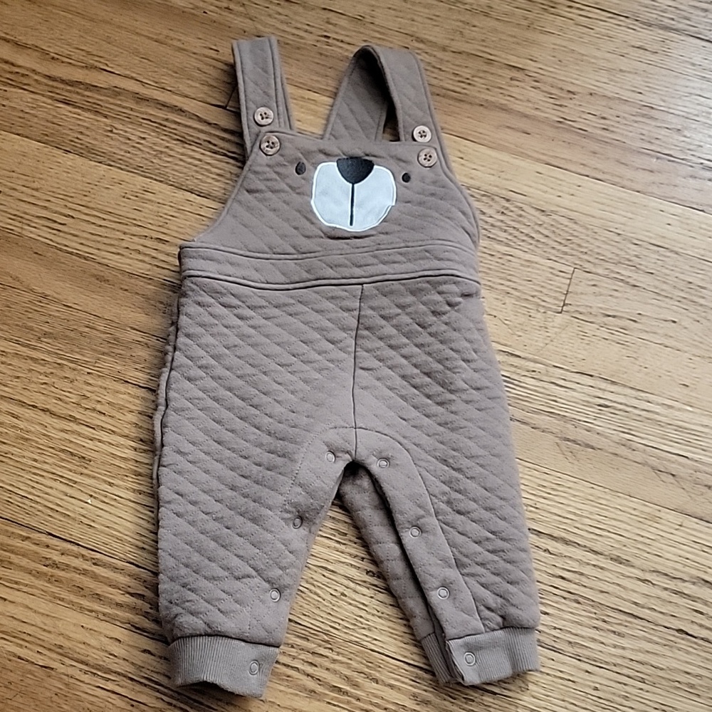 6 month quilted bear overalls